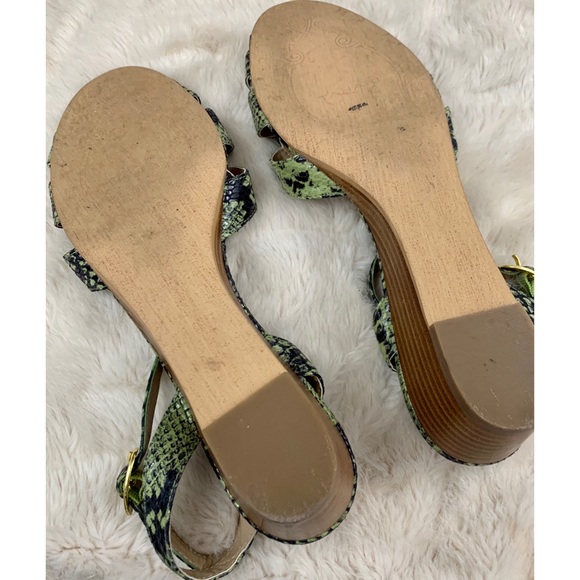 Tahari Hanover leather snakeskin print ankle strap wedges - Picture 8 of 10